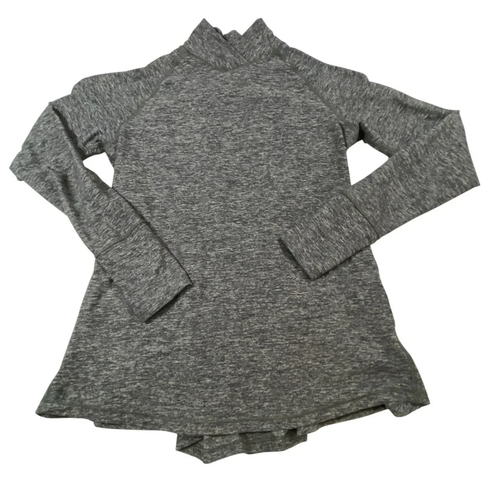 Lululemon Grey Space Dye Mock Neck Long Sleeve Peplum Back Thumbhole Top Size 8
